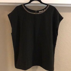 Halogen short sleeved blouse with collar detail